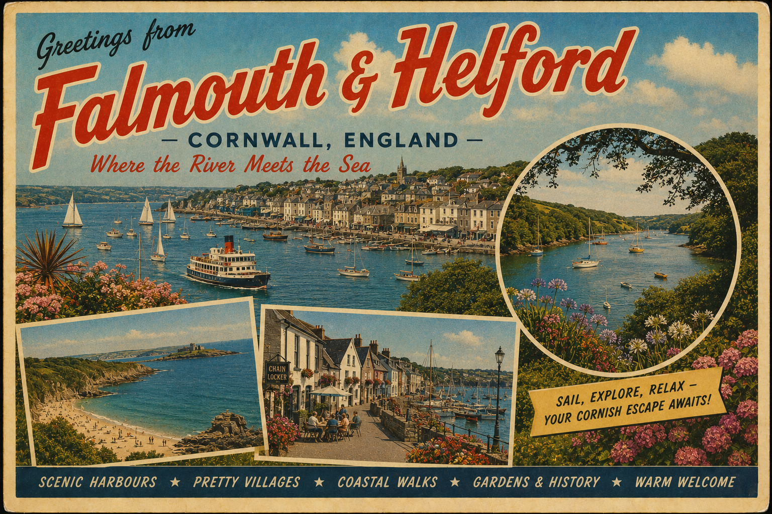 Falmouth Helford Postcard